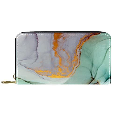 DJNGN Brieftasche Leder Leder Reißverschluss Lange Geldbörse Marmormuster von DJNGN