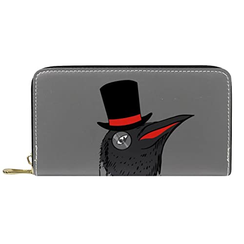 DJNGN Brieftasche Leder Leder Reißverschluss Lange Geldbörse Mode Pinguin Anzug Hut von DJNGN