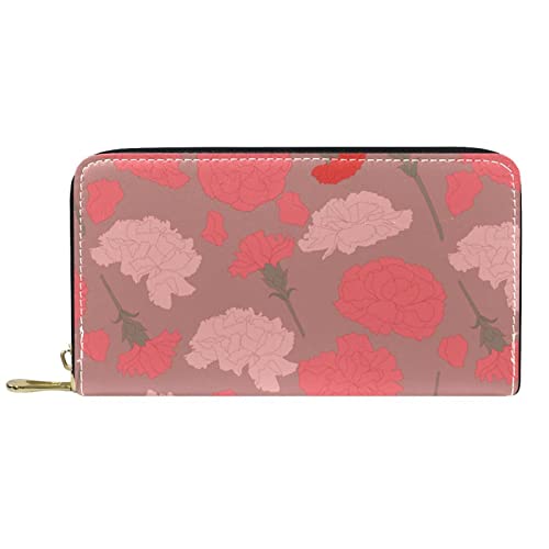 DJNGN Brieftasche Leder Leder Reißverschluss Lange Geldbörse Nelke von DJNGN