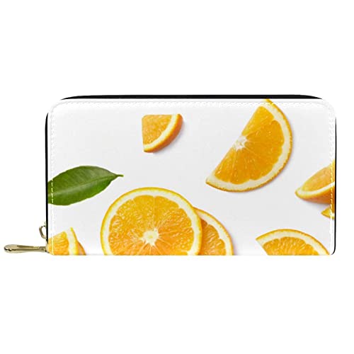 DJNGN Brieftasche Leder Leder Reißverschluss Lange Geldbörse Orange von DJNGN