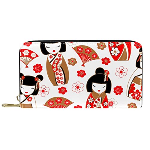 DJNGN Brieftasche Leder Leder Reißverschluss Lange Geldbörse Rot von DJNGN