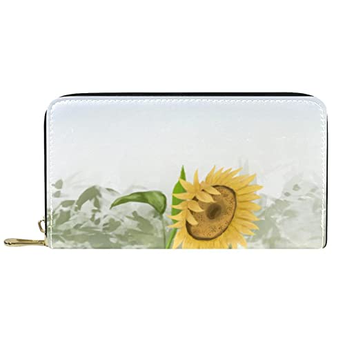 DJNGN Brieftasche Leder Leder Reißverschluss Lange Geldbörse Sonnenblume von DJNGN