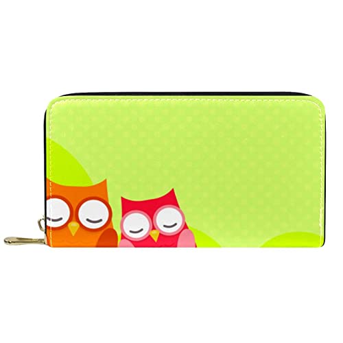 DJNGN Brieftasche Leder Leder Reißverschluss Lange Geldbörse Vogel von DJNGN