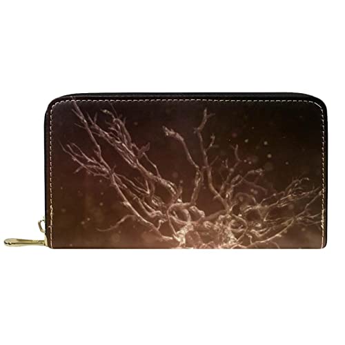 DJNGN Brieftasche Leder Leder Reißverschluss Lange Geldbörse Waldhirsch von DJNGN