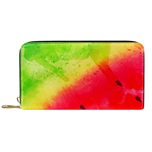 DJNGN Brieftasche Leder Leder Reißverschluss Lange Geldbörse Wassermelone von DJNGN