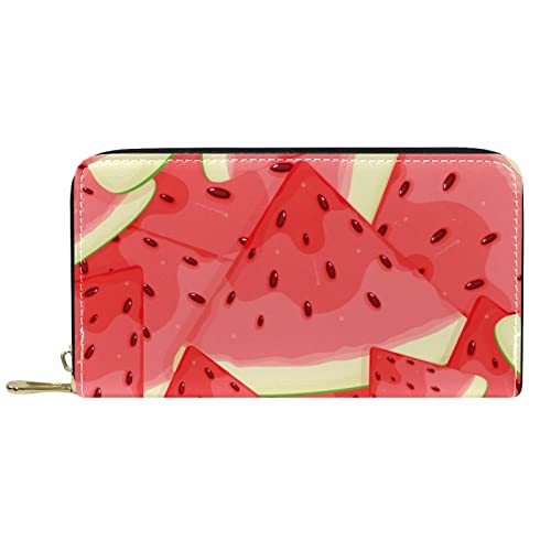 DJNGN Brieftasche Leder Leder Reißverschluss Lange Geldbörse Wassermelone von DJNGN