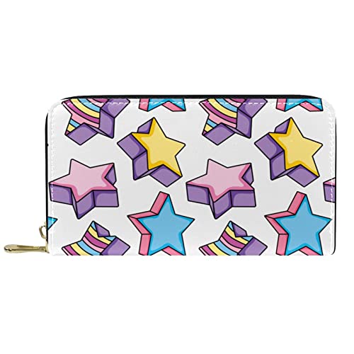 DJNGN Brieftasche aus Leder mit langem Reißverschluss aus Leder Sternkunsthintergrund von DJNGN