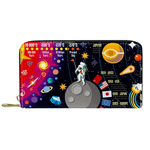 DJNGN Brieftasche für Frauen Clutch Geldbörsen für Frauen Kartenhalter Organizer Leder Geldbörse mit Reißverschluss Space Galaxy Universe von DJNGN