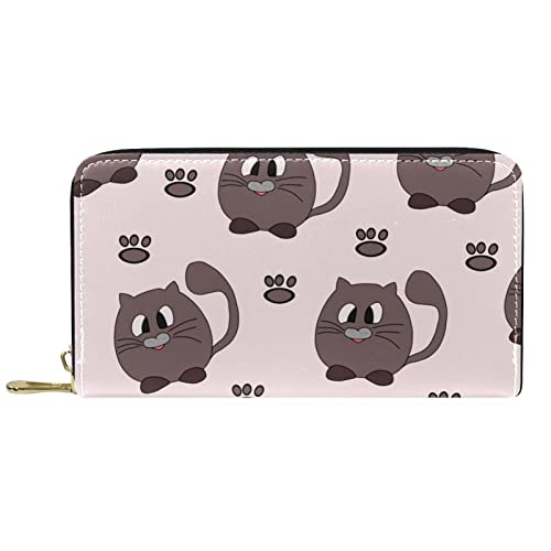 DJNGN Brieftasche für Frauen Clutch Geldbörsen für Frauen Kartenhalter Organizer Leder Geldbörse mit Reißverschluss Süße Katze von DJNGN