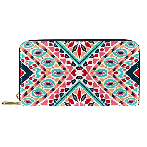 DJNGN Brieftasche für Frauen Clutch Geldbörsen für Frauen Kartenhalter Organizer Leder Reißverschluss Geldbörse Aztekenmuster von DJNGN