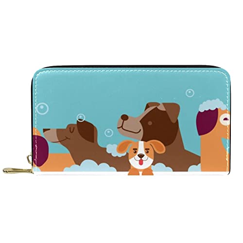 DJNGN Brieftasche für Frauen Clutch Geldbörsen für Frauen Kartenhalter Organizer Leder Reißverschluss Geldbörse Blauer Hund Tier von DJNGN