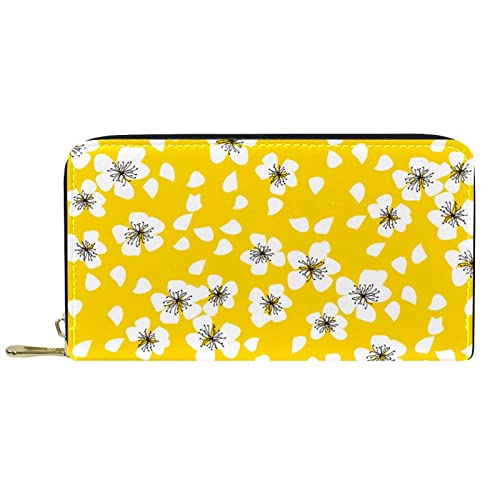 DJNGN Brieftasche für Frauen Clutch Geldbörsen für Frauen Kartenhalter Organizer Leder Reißverschluss Geldbörse Blume Blüte von DJNGN