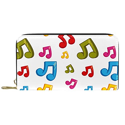 DJNGN Brieftasche für Frauen Clutch Geldbörsen für Frauen Kartenhalter Organizer Leder Reißverschluss Geldbörse Buntes Musiknoten-Thema von DJNGN