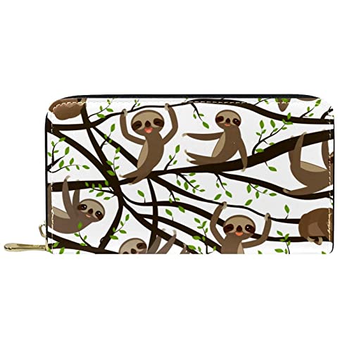 DJNGN Brieftasche für Frauen Clutch Geldbörsen für Frauen Kartenhalter Organizer Leder Reißverschluss Geldbörse Faultier von DJNGN