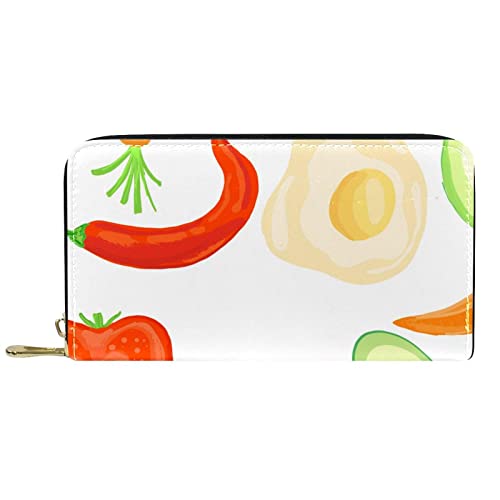 DJNGN Brieftasche für Frauen Clutch Geldbörsen für Frauen Kartenhalter Organizer Leder Reißverschluss Geldbörse Lebensmittel Backgroun von DJNGN