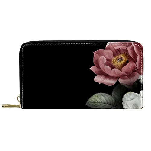 DJNGN Brieftasche für Frauen Clutch Geldbörsen für Frauen Kartenhalter Organizer Leder Reißverschluss Geldbörse Pfingstrose von DJNGN