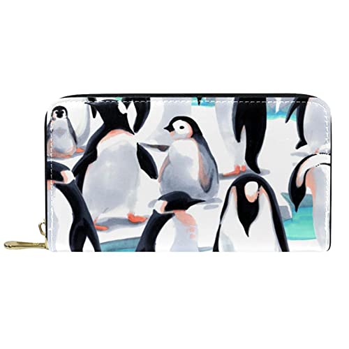 DJNGN Brieftasche für Frauen Clutch Geldbörsen für Frauen Kartenhalter Organizer Leder Reißverschluss Geldbörse Pinguin Niedlich von DJNGN