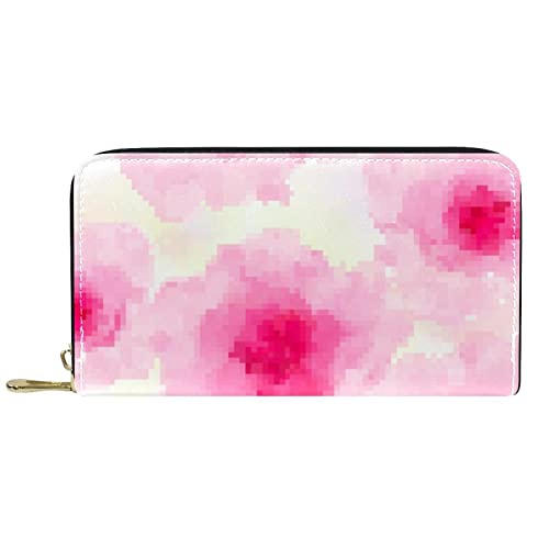 DJNGN Brieftasche für Frauen Clutch Geldbörsen für Frauen Kartenhalter Organizer Leder Reißverschluss Geldbörse Pink Blossom von DJNGN