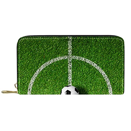DJNGN Brieftasche für Frauen Clutch Geldbörsen für Frauen Kartenhalter Organizer Leder Reißverschluss Geldbörse Sport Fußball Fußballplatz von DJNGN
