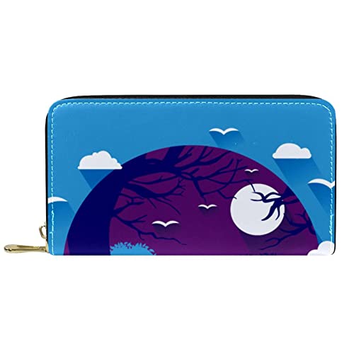 DJNGN Brieftasche für Frauen Clutch Geldbörsen für Frauen Kartenhalter Organizer Leder Reißverschluss Geldbörse Sumpflandschaft von DJNGN