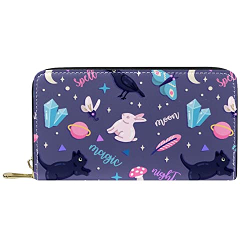 DJNGN Brieftasche für Frauen Clutch Geldbörsen für Frauen Kartenhalter Organizer Leder Reißverschluss Geldbörse Tiere Lila von DJNGN