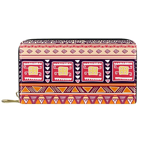 DJNGN Brieftasche für Frauen Clutch Geldbörsen für Frauen Kartenhalter Organizer Leder Reißverschluss Geldbörse Vintage Geometrisch von DJNGN