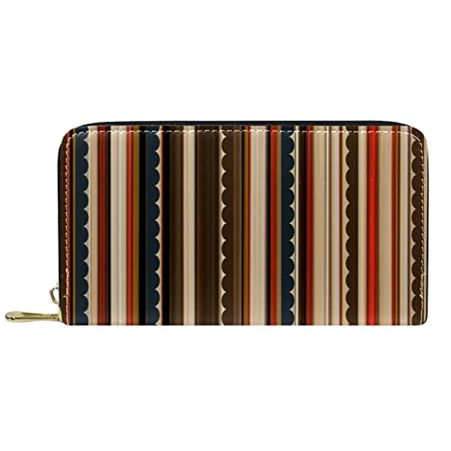 DJNGN Brieftasche für Frauen Clutch Geldbörsen für Frauen Kartenhalter Organizer Leder Reißverschluss Geldbörse Vintage Stripe von DJNGN