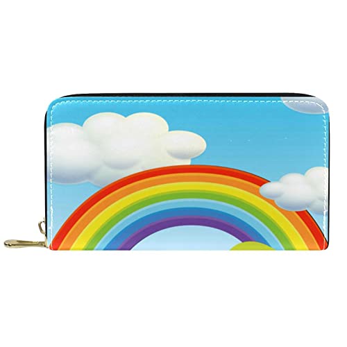 DJNGN Brieftasche für Frauen Clutch Geldbörsen für Frauen Kartenhalter Organizer Leder Reißverschluss Geldbörse Wald Regenbogenszene von DJNGN