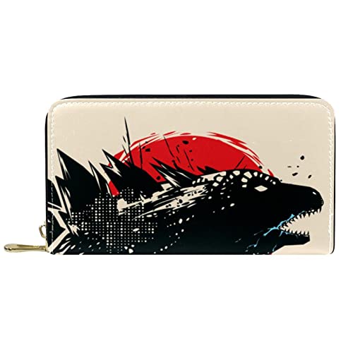DJNGN Geldbörse Leder Leder Reißverschluss Lange Geldbörse Cartoon Dinosaurier von DJNGN