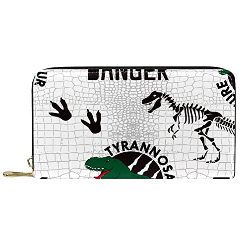 DJNGN Geldbörse Leder Leder Reißverschluss Lange Geldbörse Dinosaurier-Print von DJNGN