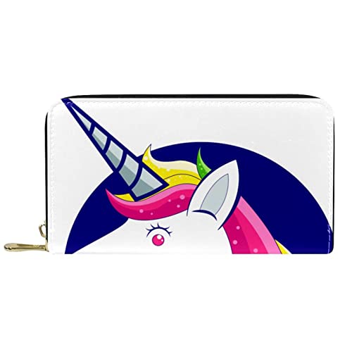 DJNGN Geldbörse Leder Leder Reißverschluss Lange Geldbörse Einhorn von DJNGN