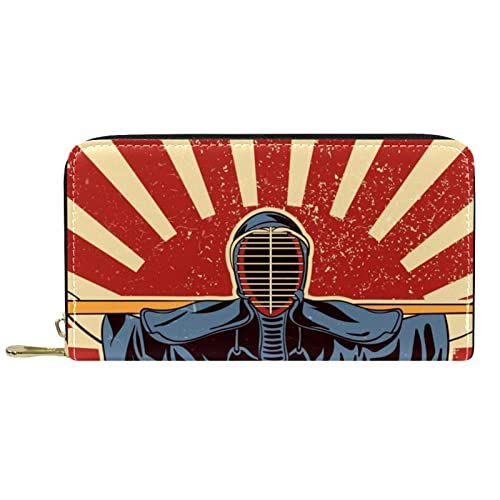 DJNGN Geldbörse Leder Leder Reißverschluss Lange Geldbörse Fechten Kendo von DJNGN