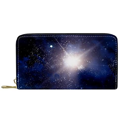 DJNGN Geldbörse Leder Leder Reißverschluss Lange Geldbörse Galaxy Planet von DJNGN