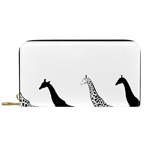 DJNGN Geldbörse Leder Leder Reißverschluss Lange Geldbörse Girrafe von DJNGN