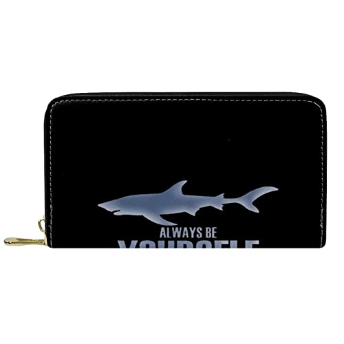 DJNGN Geldbörse Leder Leder Reißverschluss Lange Geldbörse Hai von DJNGN