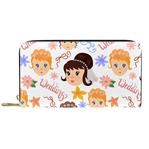 DJNGN Geldbörse Leder Leder Reißverschluss Lange Geldbörse Hochzeitsmuster von DJNGN