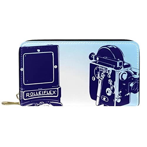 DJNGN Geldbörse Leder Leder Reißverschluss Lange Geldbörse Kamera von DJNGN