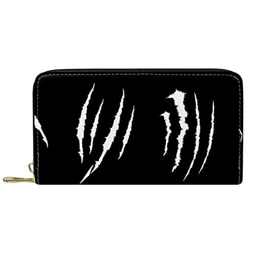 DJNGN Geldbörse Leder Leder Reißverschluss Lange Geldbörse Kratzspuren schwarzes Muster von DJNGN