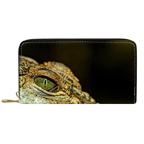 DJNGN Geldbörse Leder Leder Reißverschluss Lange Geldbörse Krokodil von DJNGN