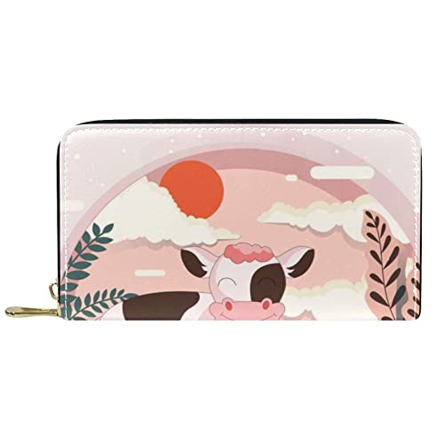 DJNGN Geldbörse Leder Leder Reißverschluss Lange Geldbörse Kuh von DJNGN