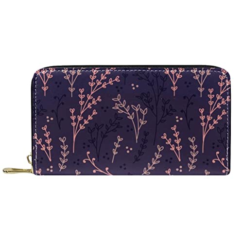 DJNGN Geldbörse Leder Leder Reißverschluss Lange Geldbörse Lila von DJNGN