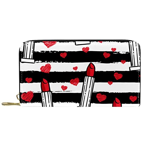 DJNGN Geldbörse Leder Leder Reißverschluss Lange Geldbörse Lippenstift von DJNGN