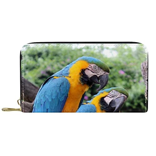 DJNGN Geldbörse Leder Leder Reißverschluss Lange Geldbörse Papageienmuster von DJNGN