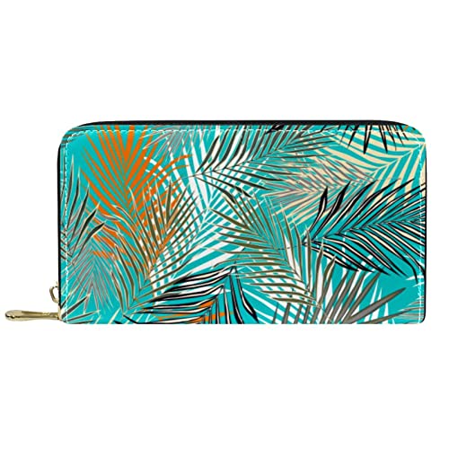 DJNGN Geldbörse Leder Leder Reißverschluss Lange Geldbörse Pflanzenmuster von DJNGN