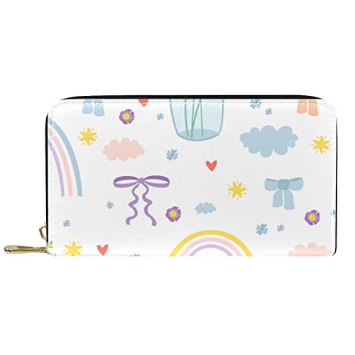 DJNGN Geldbörse Leder Leder Reißverschluss Lange Geldbörse Regenbogen von DJNGN