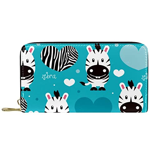 DJNGN Geldbörse Leder Leder Reißverschluss Lange Geldbörse Zebramuster von DJNGN