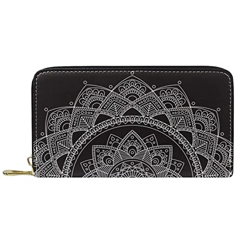 DJNGN Geldbörse für Frauen Clutch Geldbörsen für Frauen Kartenhalter Organizer Leder Reißverschluss Geldbörse Böhmen Blumen Geometrie Muster von DJNGN