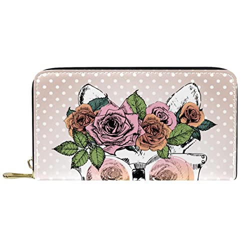 DJNGN Geldbörse für Frauen Clutch Geldbörsen für Frauen Kartenhalter Organizer Leder Reißverschluss Geldbörse Französische Bulldogge Hund von DJNGN