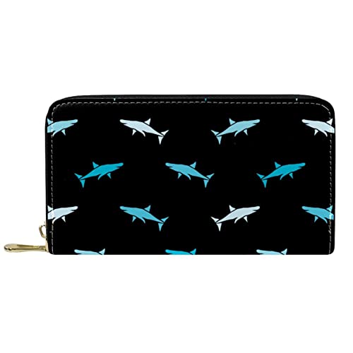 DJNGN Geldbörse für Frauen Clutch Geldbörsen für Frauen Kartenhalter Organizer Leder Reißverschluss Geldbörse Haie Meer von DJNGN
