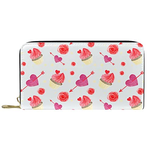 DJNGN Geldbörse für Frauen Clutch Geldbörsen für Frauen Kartenhalter Organizer Leder Reißverschluss Geldbörse Herzmuster von DJNGN